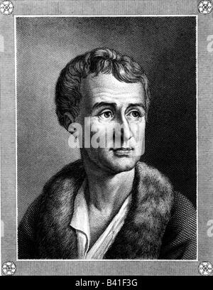 Rousseau, Jean-Jacques, 28.6.1712 - 2.7.1778, französischer Philosoph und Autor/Autor, Porträt, Gravur, von C. Barth, ca. 1850, Stockfoto