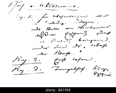 Fontane, Theodor, 30.12.1819 - 20.9.1898, deutscher Autor/Schriftsteller, Dichter, Manuskript, 19. Jahrhundert, Stockfoto