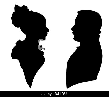 Fontane, Theodor, 30.12.1819 - 20.9.1898, deutscher Autor/Schriftsteller, Dichter, Silhouette seiner Eltern Emilie und Louis, Stockfoto