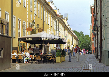 Eine Straße Café in der Altstadt in Riga, Lettland Stockfoto