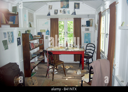 Die Schrift-Schuppen, Dylan Thomas Boathouse, Laugharne, Carmarthenshire, Wales, Vereinigtes Königreich Stockfoto