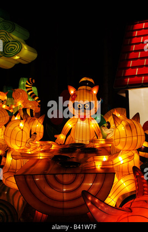 Der Waschbär-Familie in 2008 Toronto chinesische Laternenfest mit Handwerk Laternen von Zigong Sichuan China Stockfoto