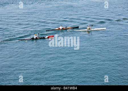 Kajakfahrer im äußeren Hafen von Victoria British Columbia Kanada Stockfoto