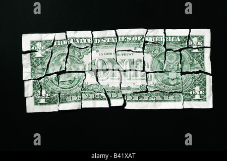 Zerrissene Dollar Bill Nahaufnahme Stockfoto