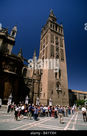 Spanien, Sevilla, Plaza Virgen de los Reyes, Kathedrale Giralda Stockfoto