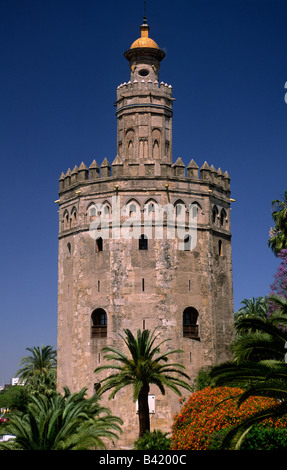 Spanien, Sevilla, Torre del Oro, Goldener Turm Stockfoto