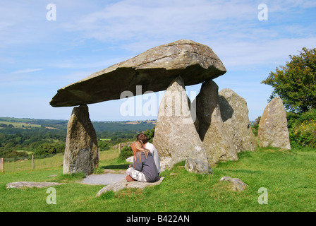 Rhonddatal Ifan Grabkammer, Nevern, Pembrokeshire Coast National Park, Pembrokeshire, Wales, Vereinigtes Königreich Stockfoto