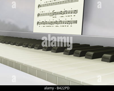 3D Render Klaviertasten und Musik Stockfoto