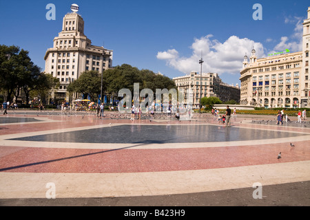 Placa de Catalunya in Barcelona Spanien Stockfoto