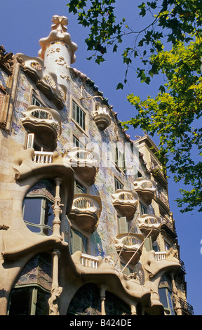 Casa Batllo Fassade entworfen von Antoni Gaudi in Barcelona-Katalonien-Spanien Stockfoto