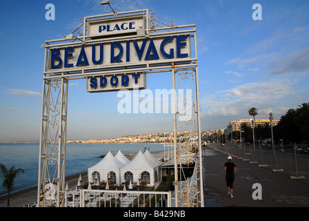 Eingangstore, Beau Rivage private Strand Plage auf der Promenade des Anglais-Nizza-Frankreich Stockfoto