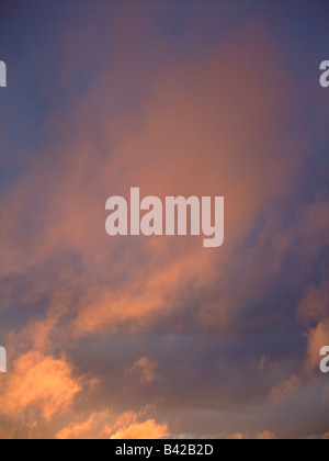 Niedrige Stratuswolken (Sc) mit orange Reflexion über Sonnenuntergang Stockfoto