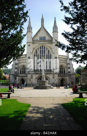 Westwand des Winchester Kathedrale, England Stockfoto