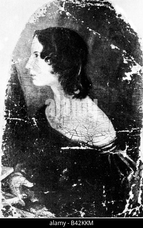 Bronte, Emily, 30.7.187 - 19.12.1848, englischer Schriftsteller/Autor, Porträt, Profil, Malerei/Leinwand, Stockfoto