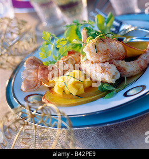 Dublin Bay Garnelen mit Mango, Limette französischem dressing Stockfoto