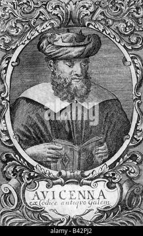 Avicenna (Abu Ali Sina), 980 - 1037, persischer Philosoph und Arzt, Holzgravur, 19. Jahrhundert, Stockfoto