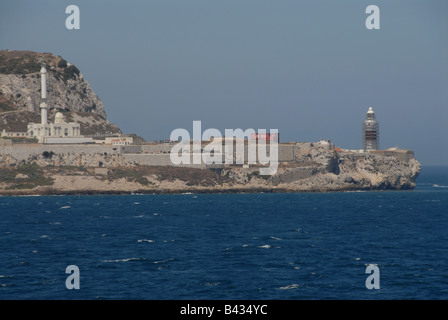 Ibrahim al-Ibrahim Moschee und Leuchtturm Europa Punkt Gibraltar Stockfoto