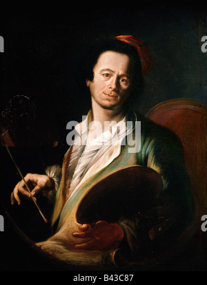Bildende Kunst - Asam, Cosmas Damian, 1686-1739, Gemälde "Selbstbildnis" (Selbstbildnis), Öl auf Leinwand, 18. Jahrhundert, Bayerisc Stockfoto