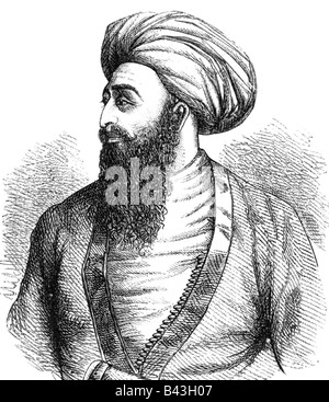 Dost Mohammad Khan, 23.12.173 - 9.6.1863, Emir von Afghanistan von 186 - 184 und 2-3, Porträt, Seitengesicht, Holzgravur, ca. 1850, Stockfoto