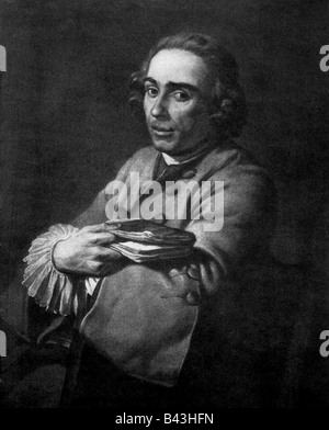 Diderot, Denis, 5.10.1713 - 31.7.1784, französischer Schriftsteller, Philosoph, halbe Länge, basierend auf einem Gemälde, das Francois Hubert Drouais (1763-8) zugeschrieben wird, Stockfoto