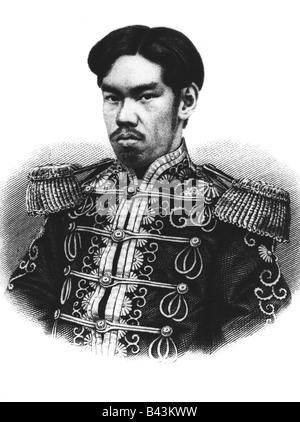 Mutsuhito, 3.11.1852 - 30.7.1912, Kaiser von Japan, Porträt, Stahlstich von A.Wagner, in Almanach de Gotha, 1877, Artist's Urheberrecht veröffentlicht hat nicht gelöscht werden Stockfoto