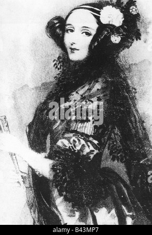 Augusta Ada Countess of Lovelace, 10.12.1815 - 27.11.1852, britischer Mathematikhistoriker, halbe Länge, Litographie, ca. 1840, Stockfoto