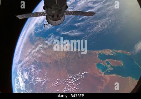Internationalen Raumstation ISS und Erde Stockfoto