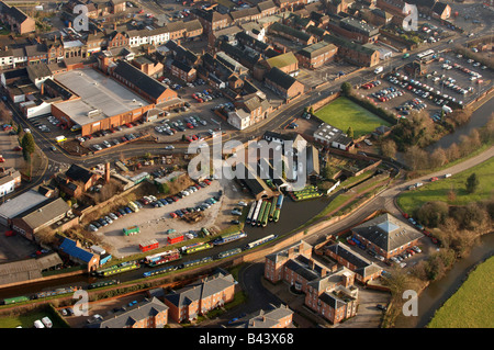 Eine Luftaufnahme von Stein Kanal Marina in Staffordshire England Stockfoto