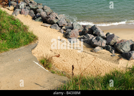 Strandstraße Happisburgh Norfolk. Stockfoto