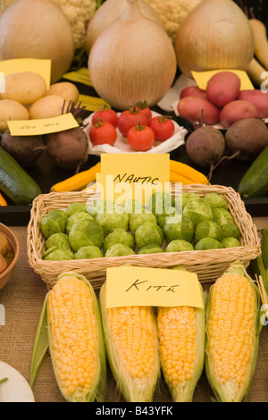 Preisgekrönte bio Obst und Gemüse auf dem Display Stockfoto