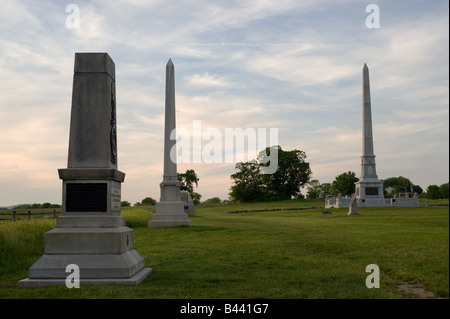 Denkmäler in Gettysburg National Military Park Stockfoto
