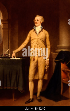 Alexander Hamilton in voller Länge Portrait stehen Verkleidung links Stockfoto