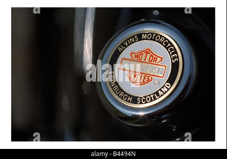 Harley Davidson Motorrad Juni 1998 Alvins Motorräder Edinburgh Schottland Abzeichen Stockfoto