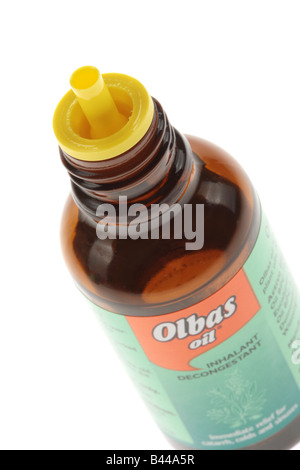 Flasche mit Olbas Öl Stockfoto