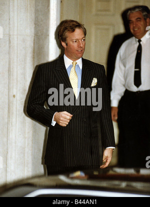 Mark Thatcher Sohn von Margaret Thatcher verlässt Nummer 10 Downing Street der 1990er Jahre Stockfoto