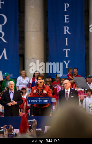 Alaskas Gouverneurin Sarah Palin anlässlich einer Kundgebung in Media Pennsylvania am 22. September 2008 bei den Präsidentschaftswahlen. Stockfoto