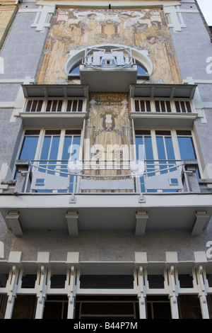 Paul Cauchies Jugendstil-Gebäude "Maison de Cauchie" 1905 erbaut und 2001 renoviert, 5 rue des Francs, Brüssel, Belgien Stockfoto