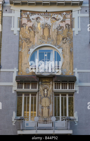 Paul Cauchies Jugendstil-Gebäude "Maison de Cauchie" 1905 erbaut und 2001 renoviert, 5 rue des Francs, Brüssel, Belgien Stockfoto