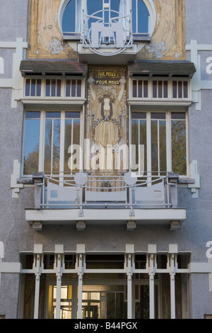 Paul Cauchies Jugendstil-Gebäude "Maison de Cauchie" 1905 erbaut und 2001 renoviert, 5 rue des Francs, Brüssel, Belgien Stockfoto