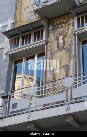 Paul Cauchies Jugendstil-Gebäude "Maison de Cauchie" 1905 erbaut und 2001 renoviert, 5 rue des Francs, Brüssel, Belgien Stockfoto