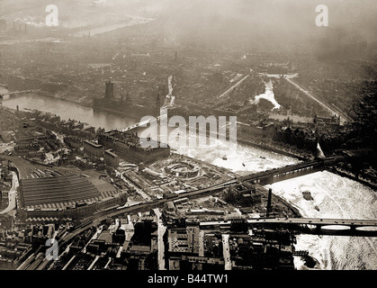 Luftaufnahme des Messegeländes 1951 für das Festival of Britain am Südufer in der Nähe von Blackfriars 1950er Jahre Stockfoto