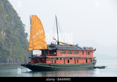 Vietnamesische Touristenboot Junk Halong Bucht Vietnam Stockfoto