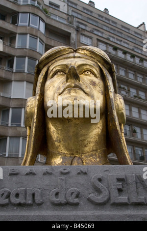 Denkmal für Jean Michel de Selys Longchamp, belgische geboren RAF-Pilot, der ein Solo Angriff auf Gestapo-Hauptquartier in Brüssel im zweiten Weltkrieg Stockfoto