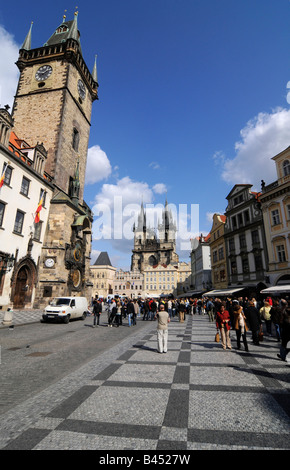 Vertikale Sicht auf dem Altstädter Ring in Prag, Tschechien. Stockfoto