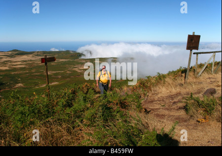 Wanderer, nähert sich des Gipfels des Pico Ruivo Paul auf Madeira Stockfoto