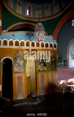 Innenraum der griechisch-orthodoxen Kirche Pnaka Samos Griechenland Stockfoto
