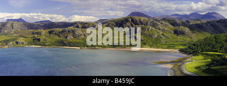 Panoramablick von Gruinard Bay Wester Ross Schottland Stockfoto