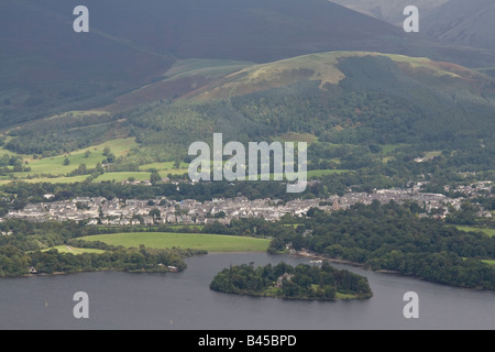 Keswick, Derwent Water, Derwent Insel, Latrigg, gesehen vom Gipfel des Cat Glocken, Nationalpark Lake District, Cumbria Stockfoto