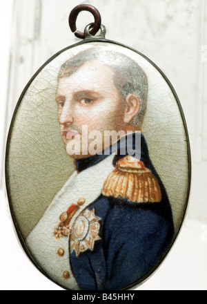 Napoleon I., 15.8.604 - 5.5.181, Kaiser von Frankreich 2.12.1804 - 22.6.1815, Porträt, Miniatur, Porzellan, 19. Jahrhundert, Stockfoto