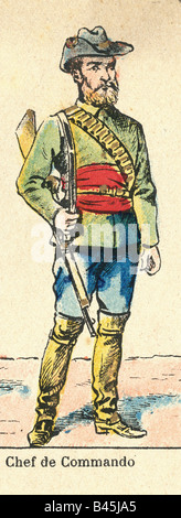 Ereignisse, Zweiter Boer-Krieg 1899 - 1902, Boer-Armee, Führer eines Kommandos, Druck, 1900, Detail, Serie "La Guerre de Transvaal", herausgegeben von Marcel Vance et ses fils, Pont-a-Mousson, Frankreich, Stockfoto